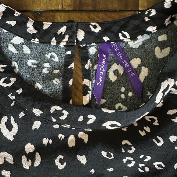 Seraphine Animal Print Maternity Dress Size 6 Black Pink Cheetah Viscose - Picture 3 of 10